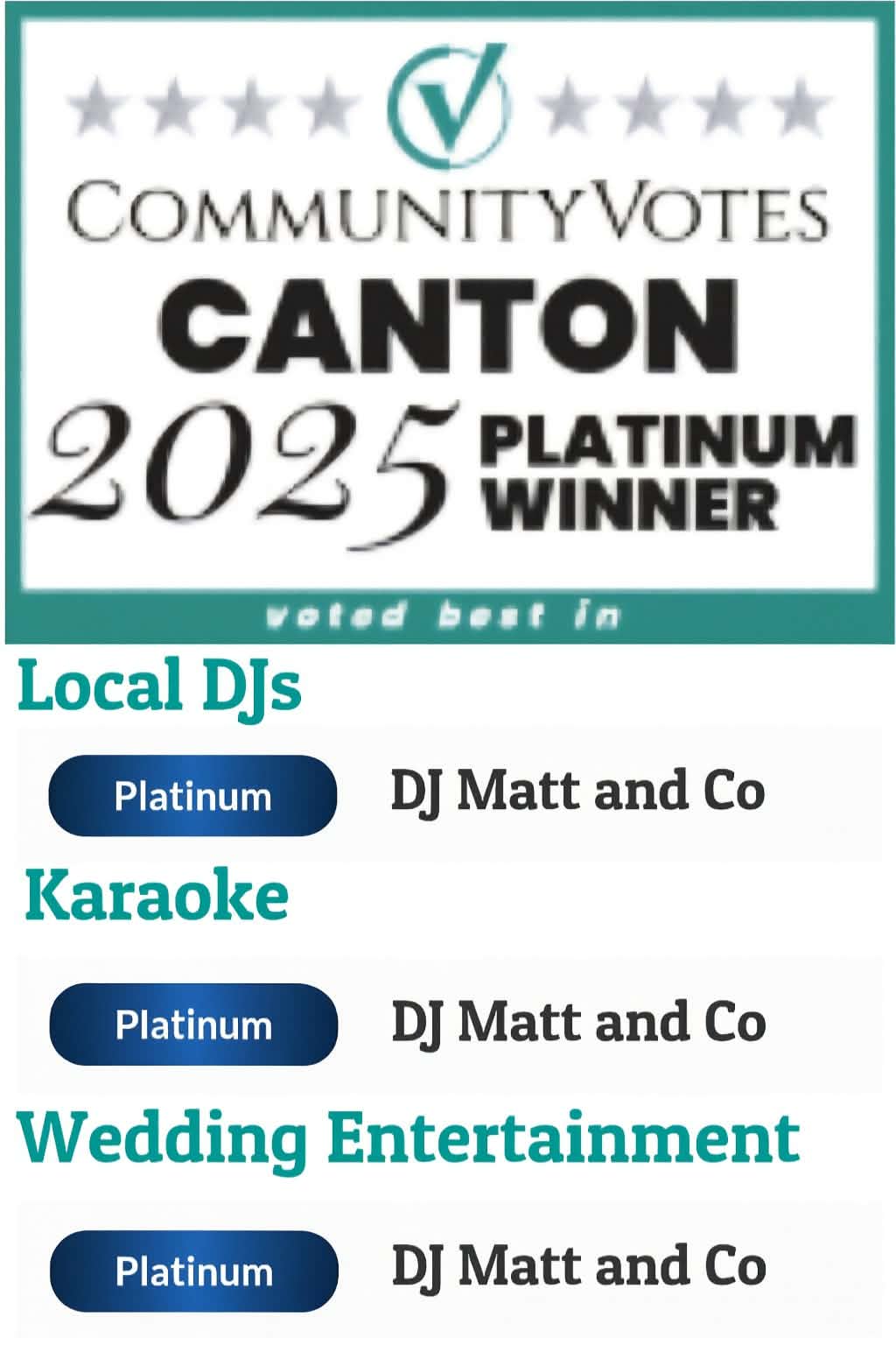2025 CommunityVotes Canton platinum winner